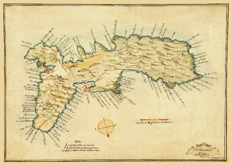 Carte ancienne Île d'Elbe 1800 - Idée cadeau originale pour passionné d'histoire