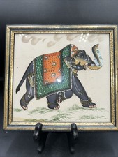 Vintage Painting On Silk Of An Indian Elephant