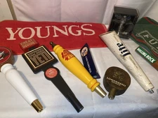 Bar Tap Head Lot Breweriana Lot tap heads bar towels shot glass spout