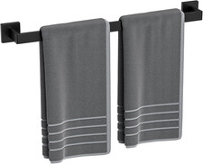 24 Inch Matte Black Towel Bar, Square Base, Total Length 26-Inch