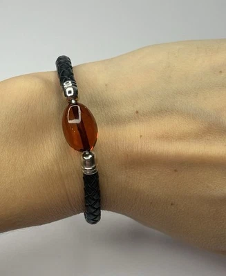 Natural Baltic Amber Stone Bracelet.GREENISH Amber stone Bracelet. - Image 1 of 4