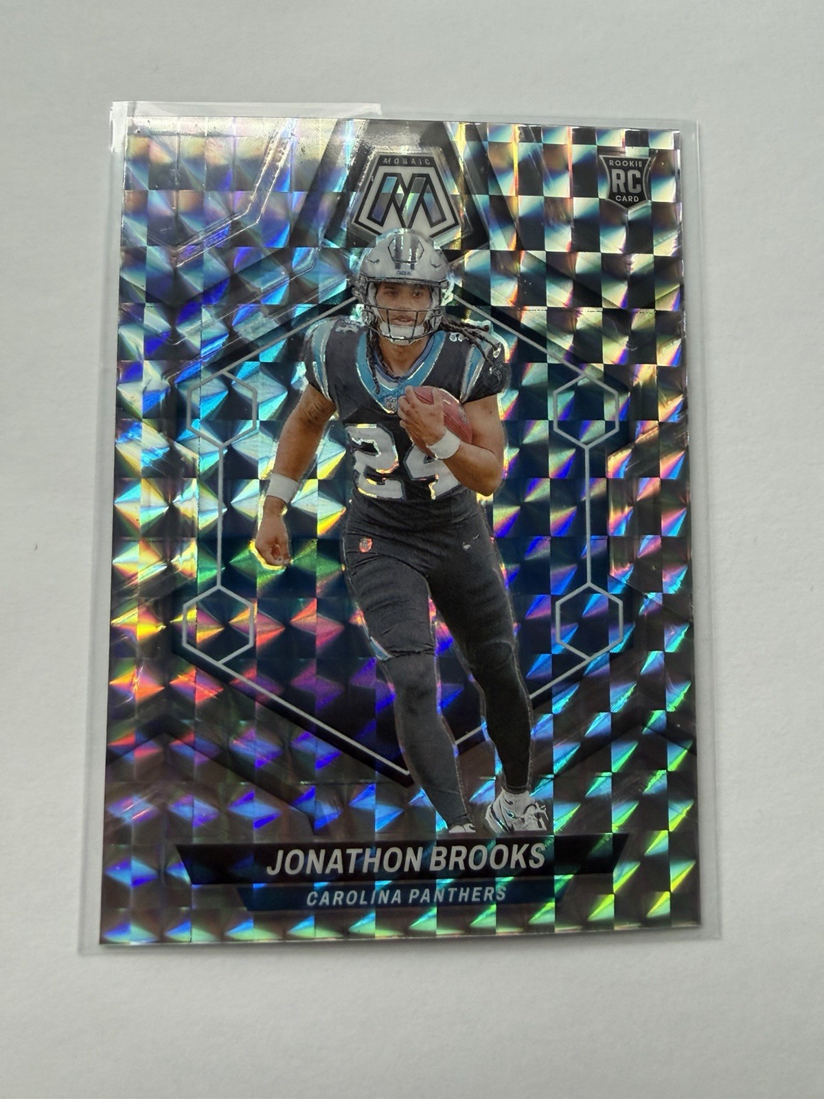 2024 Panini Mosaic Jonathon Brooks #345 Reactive Blue Mosaic Prizm (RC) Rookie