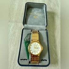 Oscar de la Renta Watch Mens Gold Tone Expansion with box Day Date LR7068