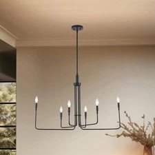 NEW Monteaux Lighting 6-Light Black Candle Chandelier Light Fixture