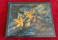 tableau N317 huile sur panneau feuille moderne marqué au dos F nury