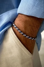 12CTW Emerald Lab-Created Sapphire Men's Tennis Bracelet 14K White Gold Plated