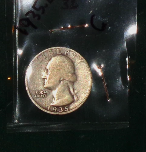 1935-D SILVER WASHINGTON HEAD QUARTER - GRADES - "GOOD"