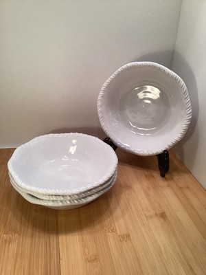 NEW Set of 4 TOMMY BAHAMA White Melamine Nautical Rope Cereal/salad Bowls 8 