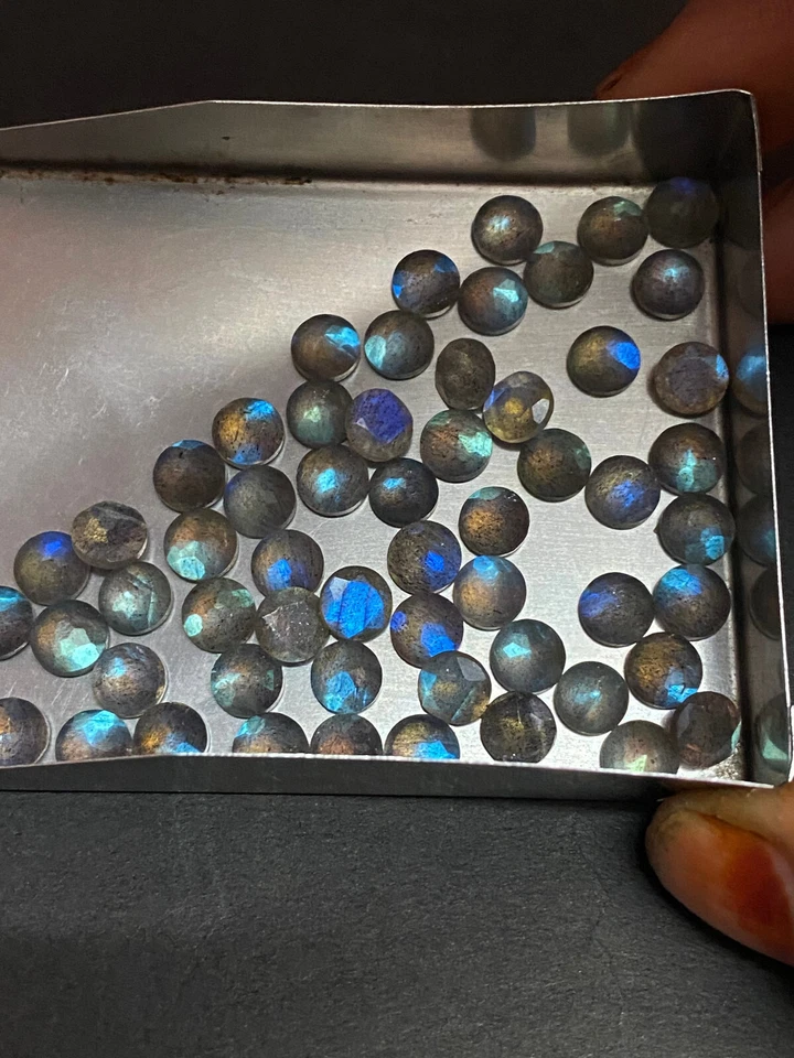 Pedra preciosa solta facetada labradorita corte redondo 1,5 mm a 11x11 mm natural DG - Imagem 2 de 4