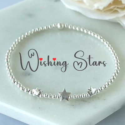 Sterling Silber Make a Wish Geburtstag Armband, Wunschsterne Träume werden wahr