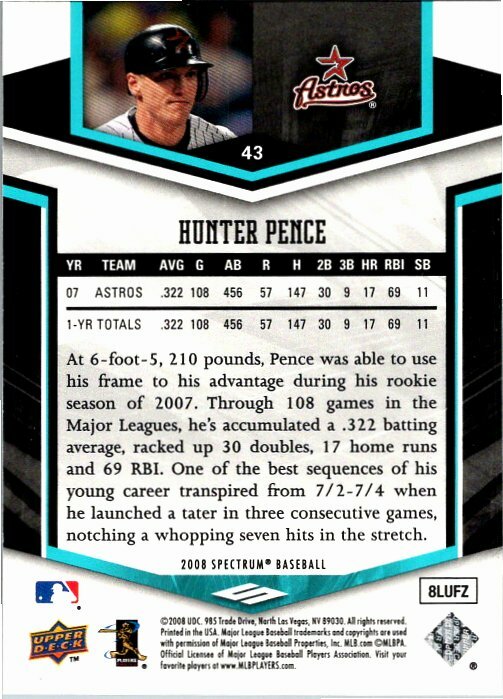 2008 Upper Deck Spectrum Baseball Card #43 Hunter Pence Astros | eBay