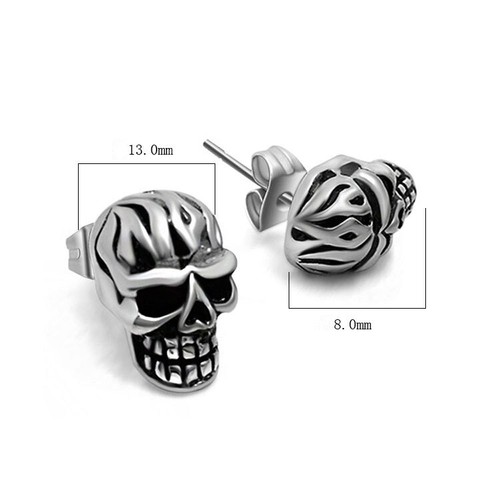 Orecchini orecchio piercing gotico donna uomo acciaio inossidabile teschio skull - Foto 2 di 7