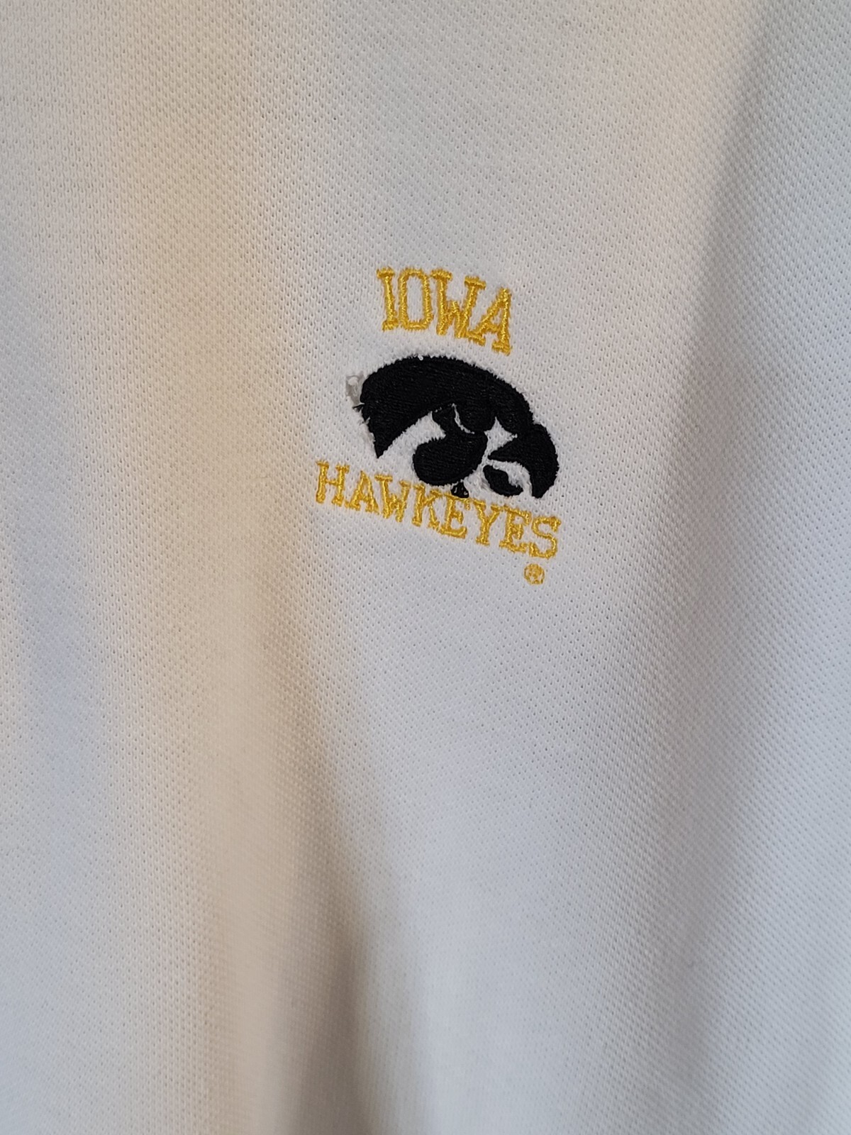 Vintage Iowa Hawkeyes Nologo Classics White Cotton Collared Polo Shirt Xlarge 