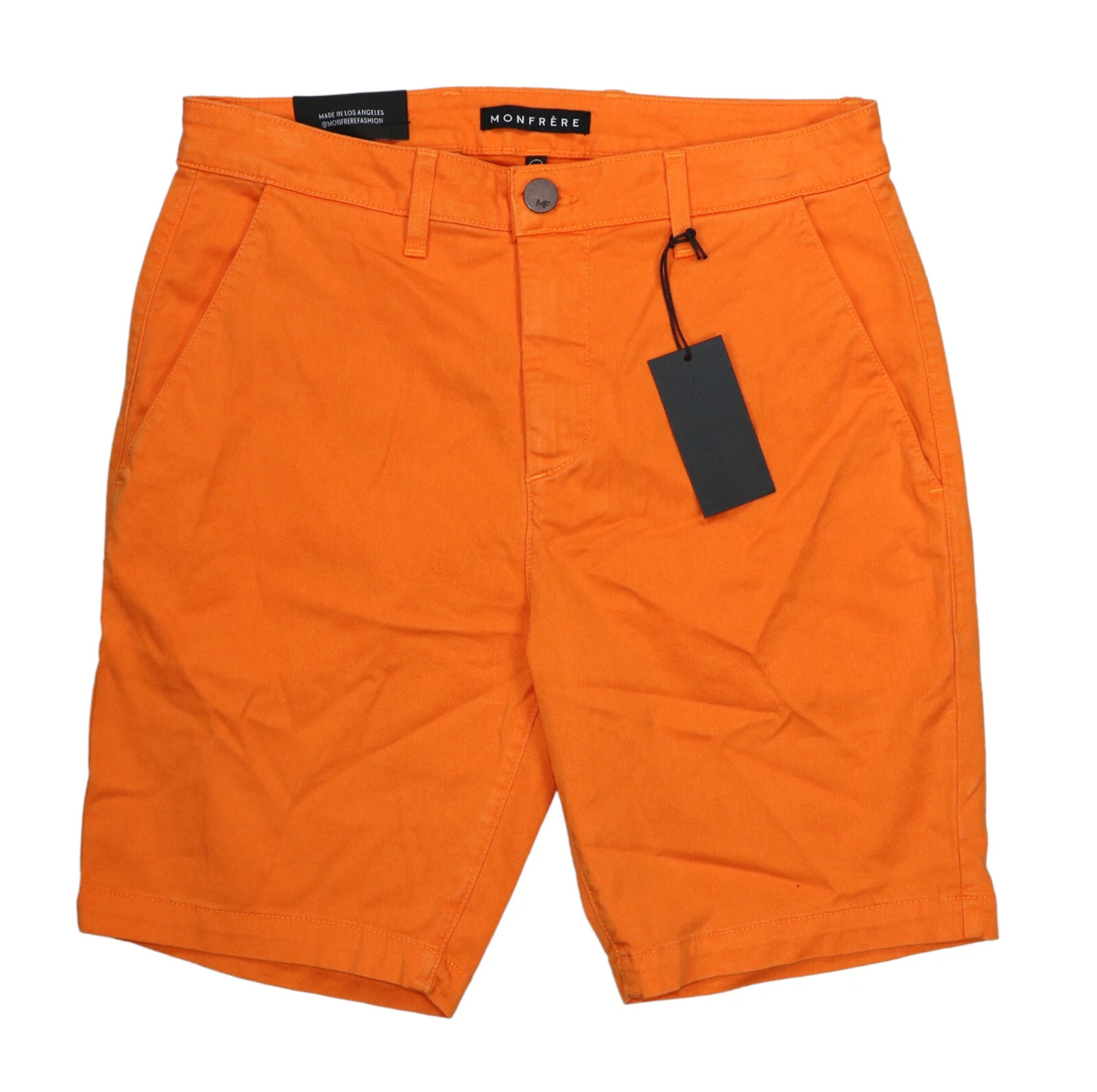 Monfrere 8.5" Inseam Flat Front Mid Rise Chino Shorts Size 32 NWT Oahu Orange