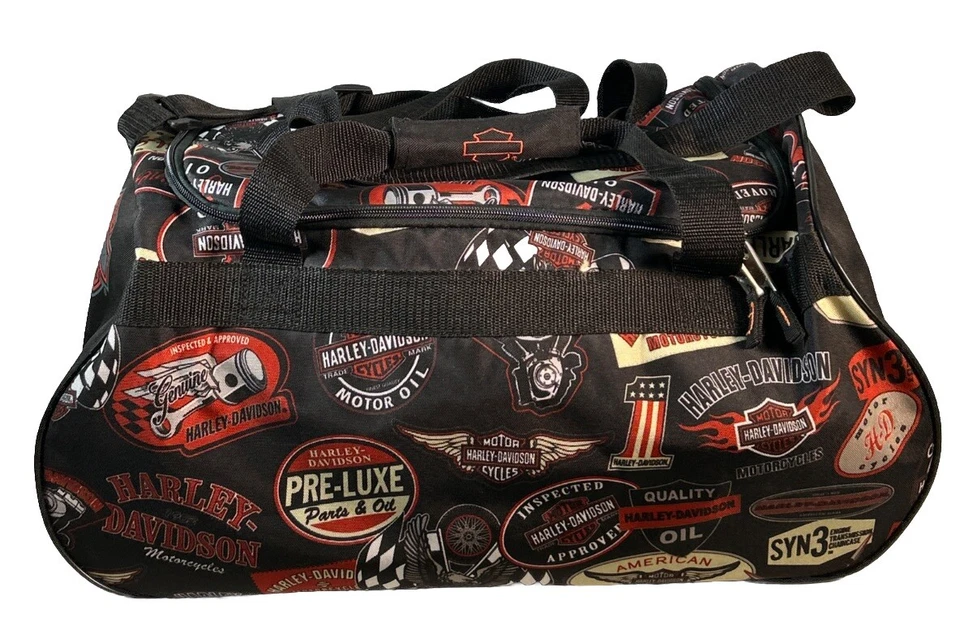 Harley Davidson Athalon Logo Print Sport Duffel Bag Adjustable Strap 20x9x10 - Image 3 of 4