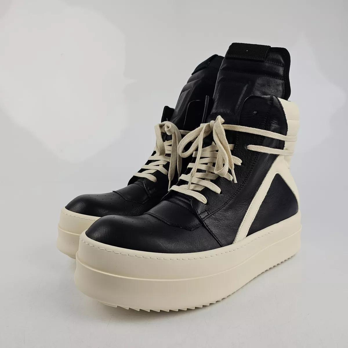 Rick Owens Geobasket Mega Bumper Black/Milk Sneakers New Size 45 US 12