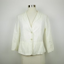 LOFT Ann Taylor Women's 2 - Beige off white floral crochet blazer jacket 3/4 slv