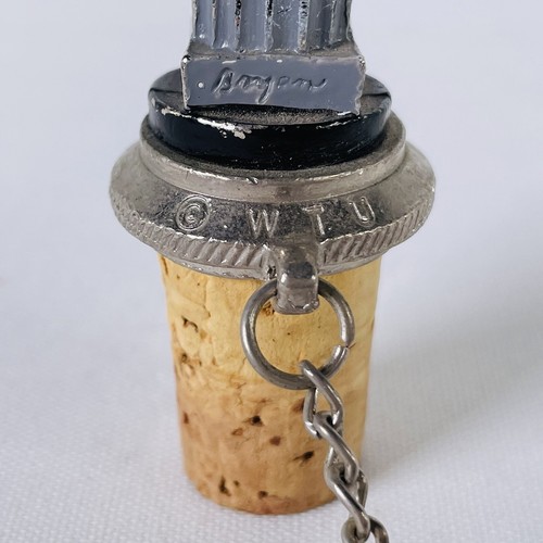 Vtg WTU Pewter Emperor Figure Eating Grapes Wine Bottle Stopper Cork Ring Chain - Picture 11 of 12