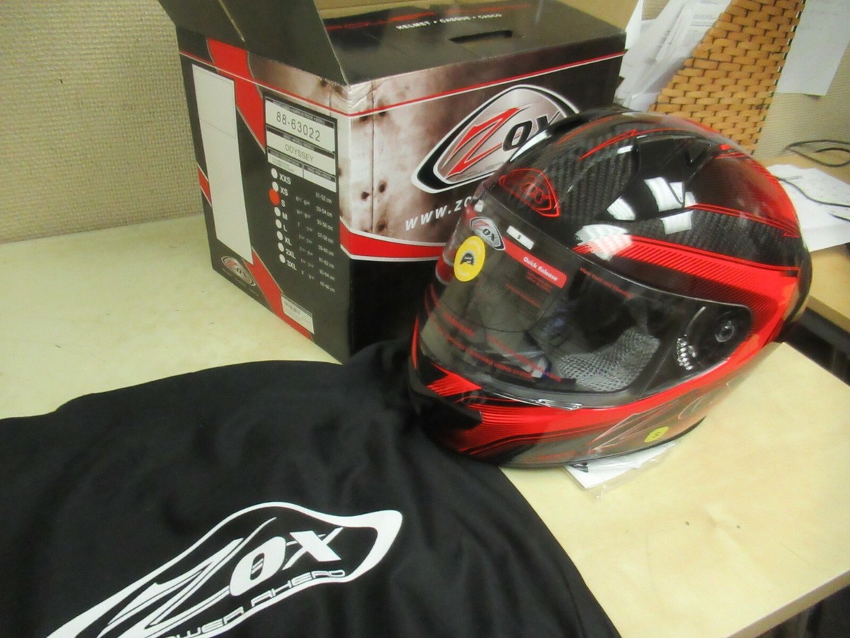 ZOX ODYSSEY FULLFACE MOTORCYCLE SCOOTER SLED MX HELMET REAL CARBON