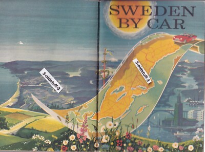 SWEDEN BY CAR 1956 TOURIST ROAD TRIP GUIDE 10 TOURS 78 PAGES FOLD OUR MAP 6X8IN.
