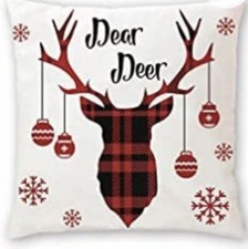 Christmas Deer Deer Throw Pillow Cover Ornaments Hanging From Deer Antlers