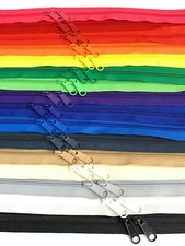 One YKK #4.5 30 Inch 4.5mm Zipper with Double Pull Head-to-Head Slider Made USA