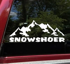 Snowshoer Vinyl Decal - Mountains Trail Snowshoeing - Die Cut Sticker