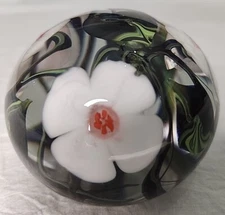 Paperweight Collector's Signed 1997 Richard Olma Studio Art Glass Cased Floral