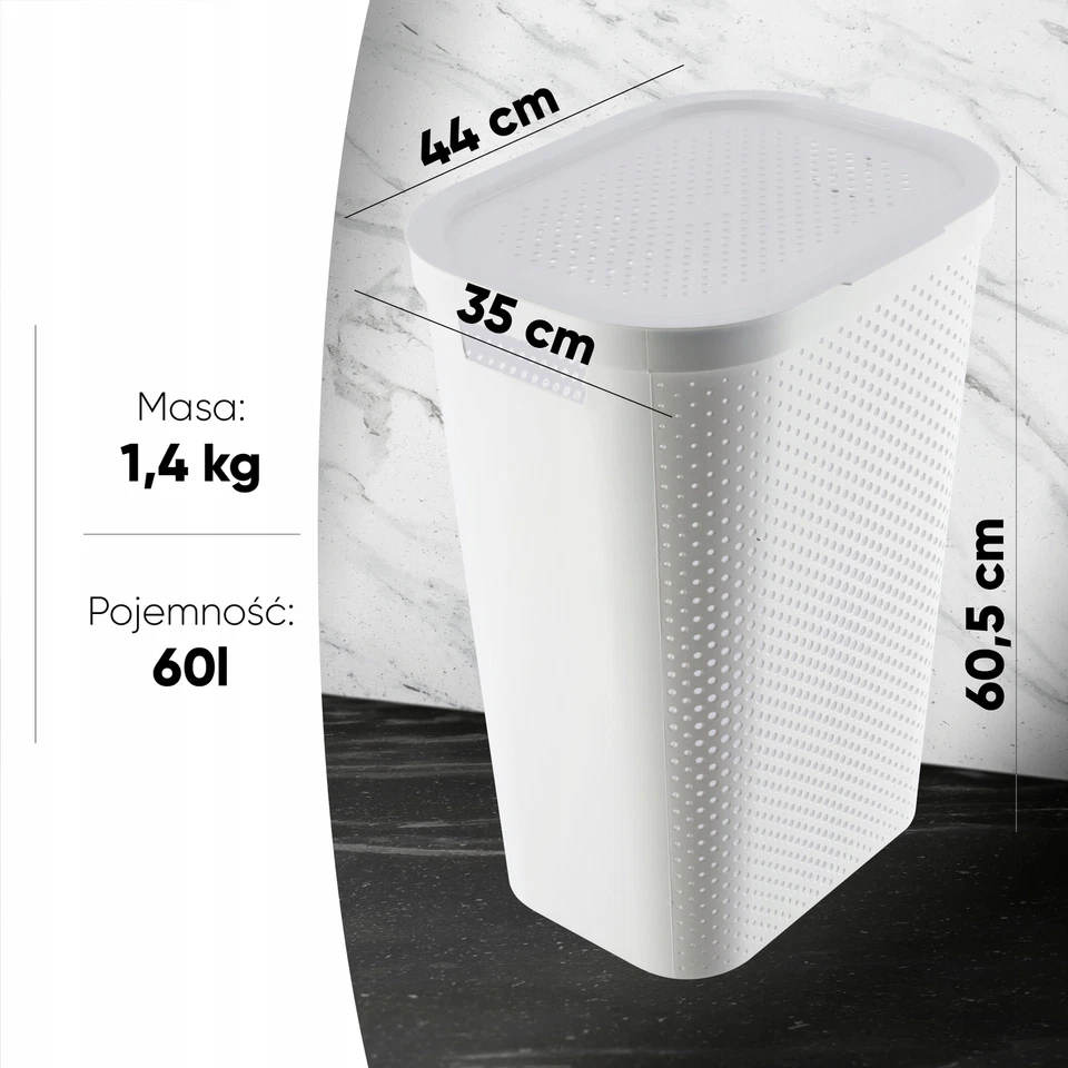 CURVER Wäschebox Infinity Recycled, aus Kunststoff, 44 x 35 x 60 cm, 60L, Weiß - Bild 2 von 4