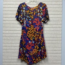 Anthropologie Floral Boho Ruffle Mini Dress Butterfly Sleeves Black Sz 2
