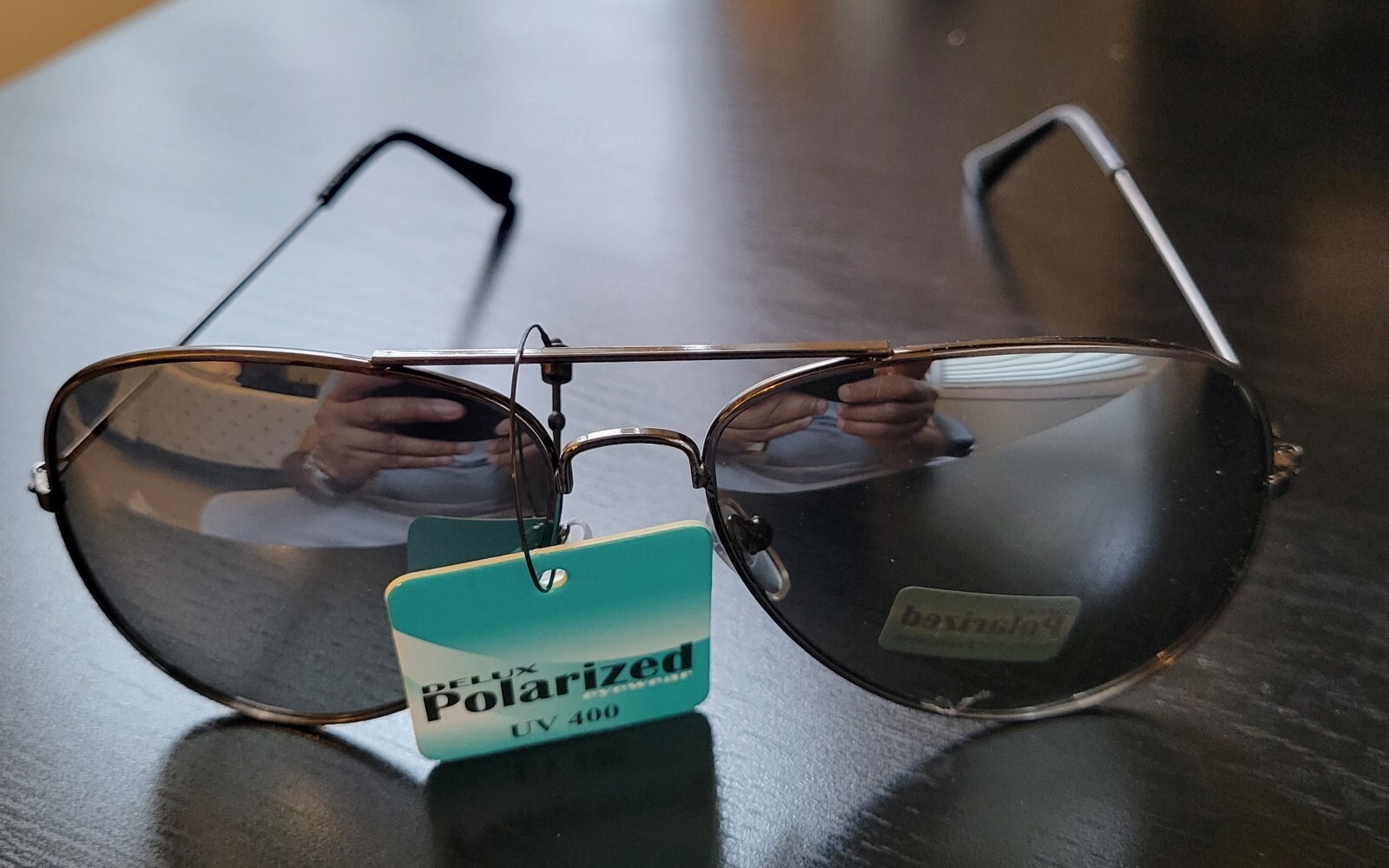 Polarized Aviator Sunglasses Black With UV400 Lens NWT-image