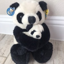 DAKIN VINTAGE PLUSH STUFFED ANIMAL MAMA BABY PANDA  31-2280 With Tags 12  