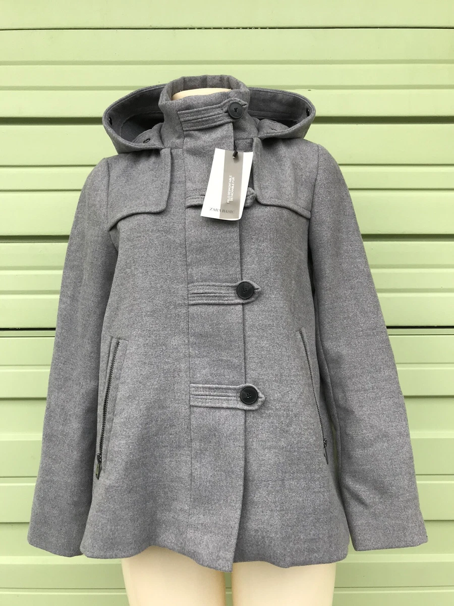 Hooded three quarter top length coat zara
