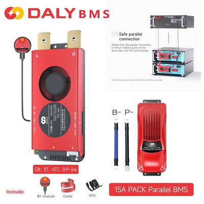 Daly Smart BMS 15A Parallel 4S-24S 12V 24V 48V 40-500A Li-ion LiFePo4 Battery