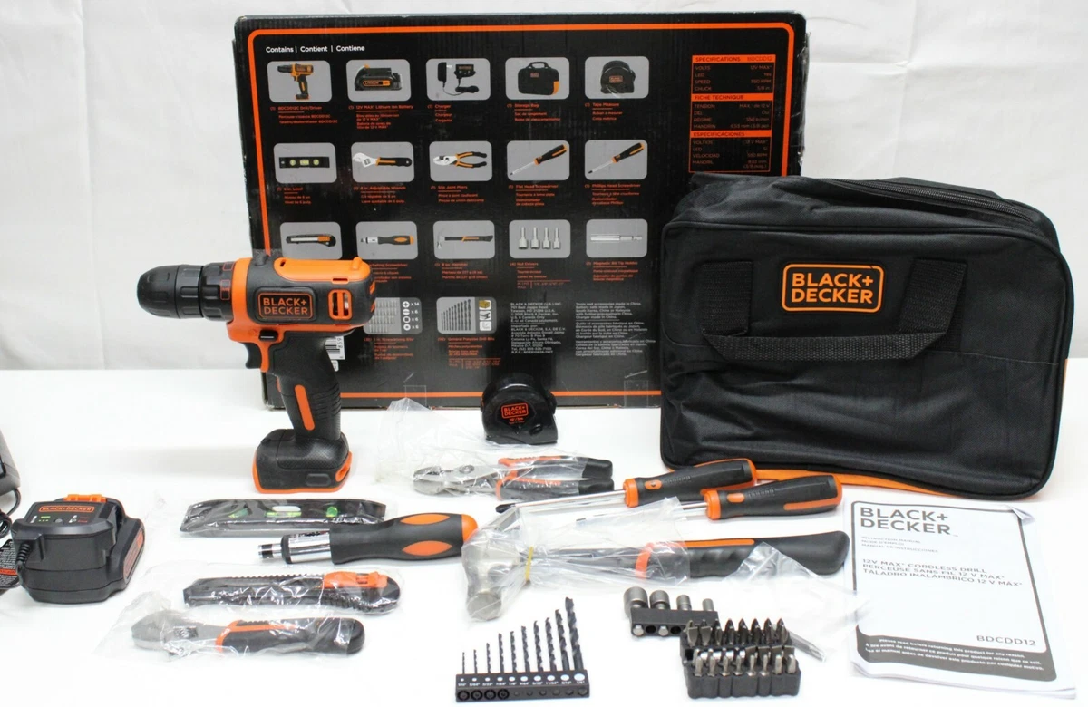 12V MAX* Drill & Home Tool Kit, 60-Piece | BLACK+DECKER