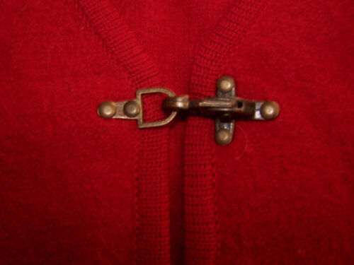 VTG 60s TALLY-HO RED SWEATER Vest/BOILED WOOL/SOLID BRASS CLIPS/PETITE SMALL/PS - Picture 4 of 10