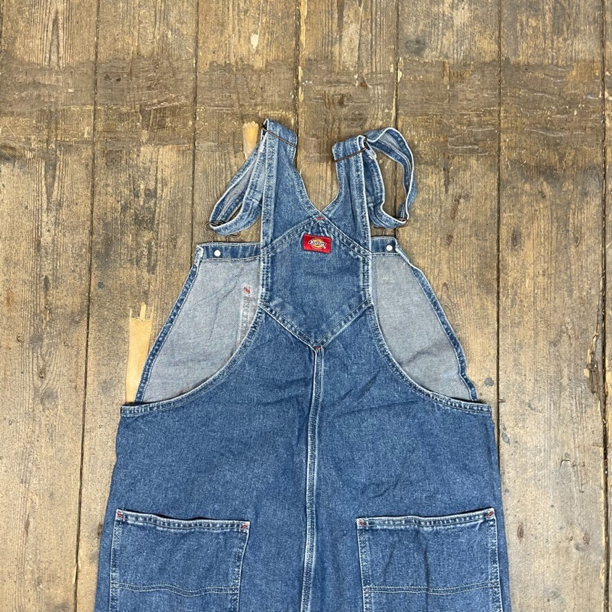 Dickies Dungarees Denim Y2K Carpenter Workwear Overalls, Washed Blue, 38" image 4