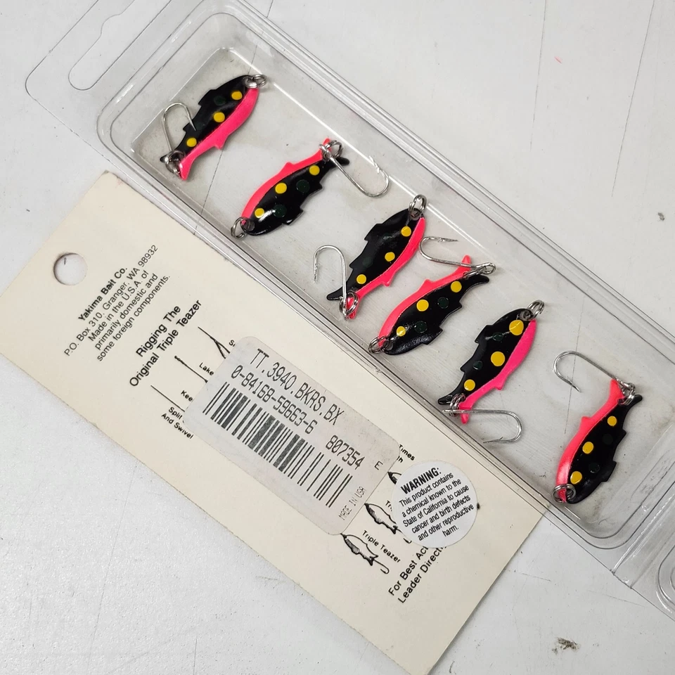 Yakima Worden's 6 Piece Lot Triple Teazer Trout Lures TT.3940.BKRS.BX