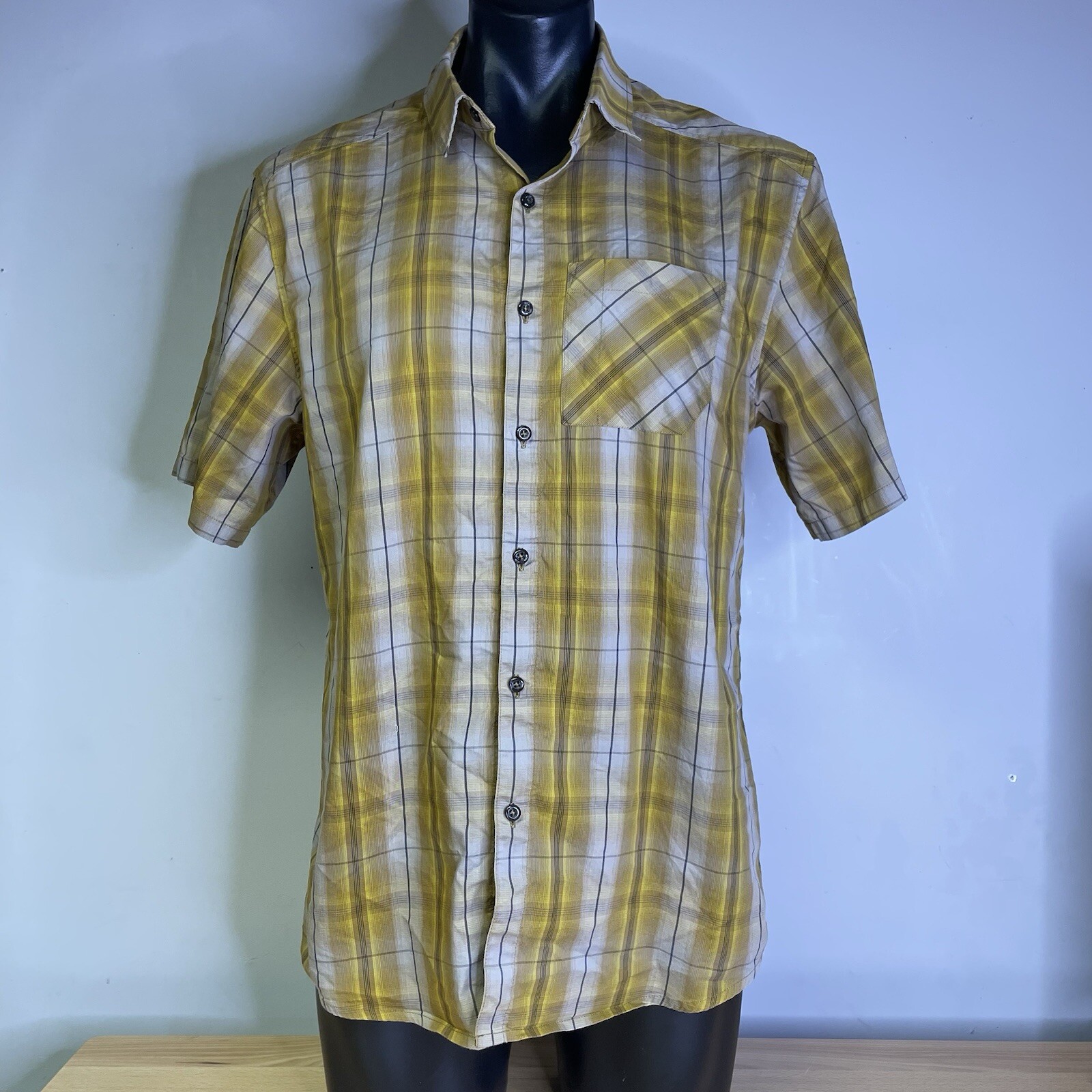Arc'teryx Brohm camicia manica corta uomo grande giallo marrone quadri check escursionismo