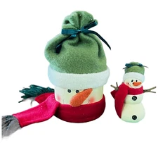Snowman Head with Hat & Scarf with Nested Snowman Figurine Craft Christmas Deco