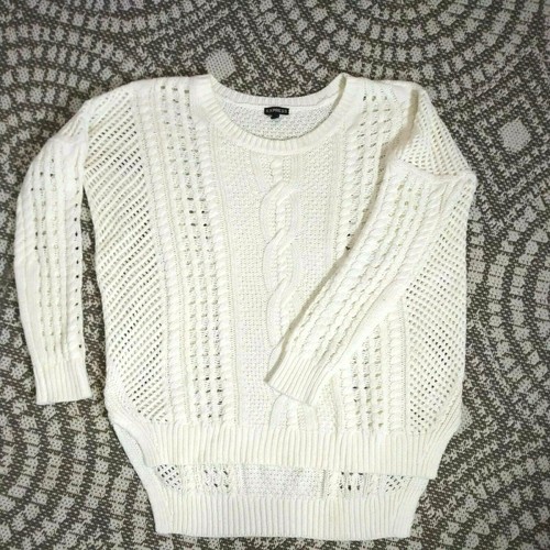 Express Open Knit Sweater Womens Cream 