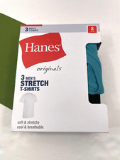 Hanes Originals Men's Size Small Stretch Crew T-Shirts 34-36" Short Sleeve 3 Pkg