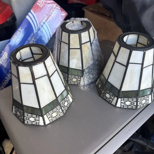 Three Vintage Hampton Bay Stained Glass Tiffany Style Sonoma Pattern