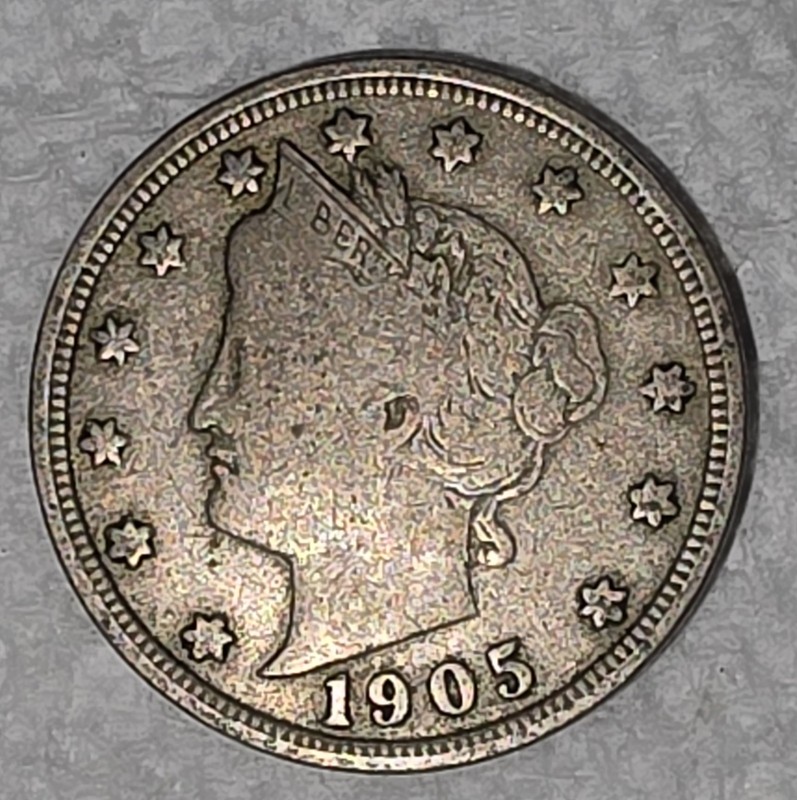 1905 P Liberty Head V Nickel 5C Coin Charles E Barber US Ungraded