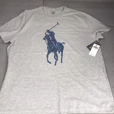 Polo Ralph Lauren Men's Grey Heather Big Pony Player Logo Graphic T-Shirt L NWT