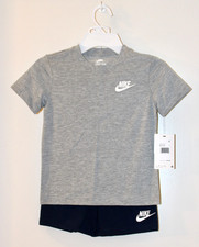 NWT Nike Little Boys Heather Gray and Navy Blue 2pc Short Set sz 4