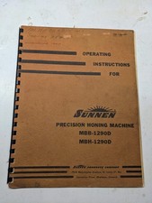 Sunnen Honing Machine Mbb Mbh-1290d Operation Instruction Manual Book
