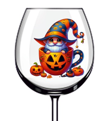 12x bunte Halloween Kakao Wichtel Vinyl Aufkleber Abziehbild Becher Weinglas Becher