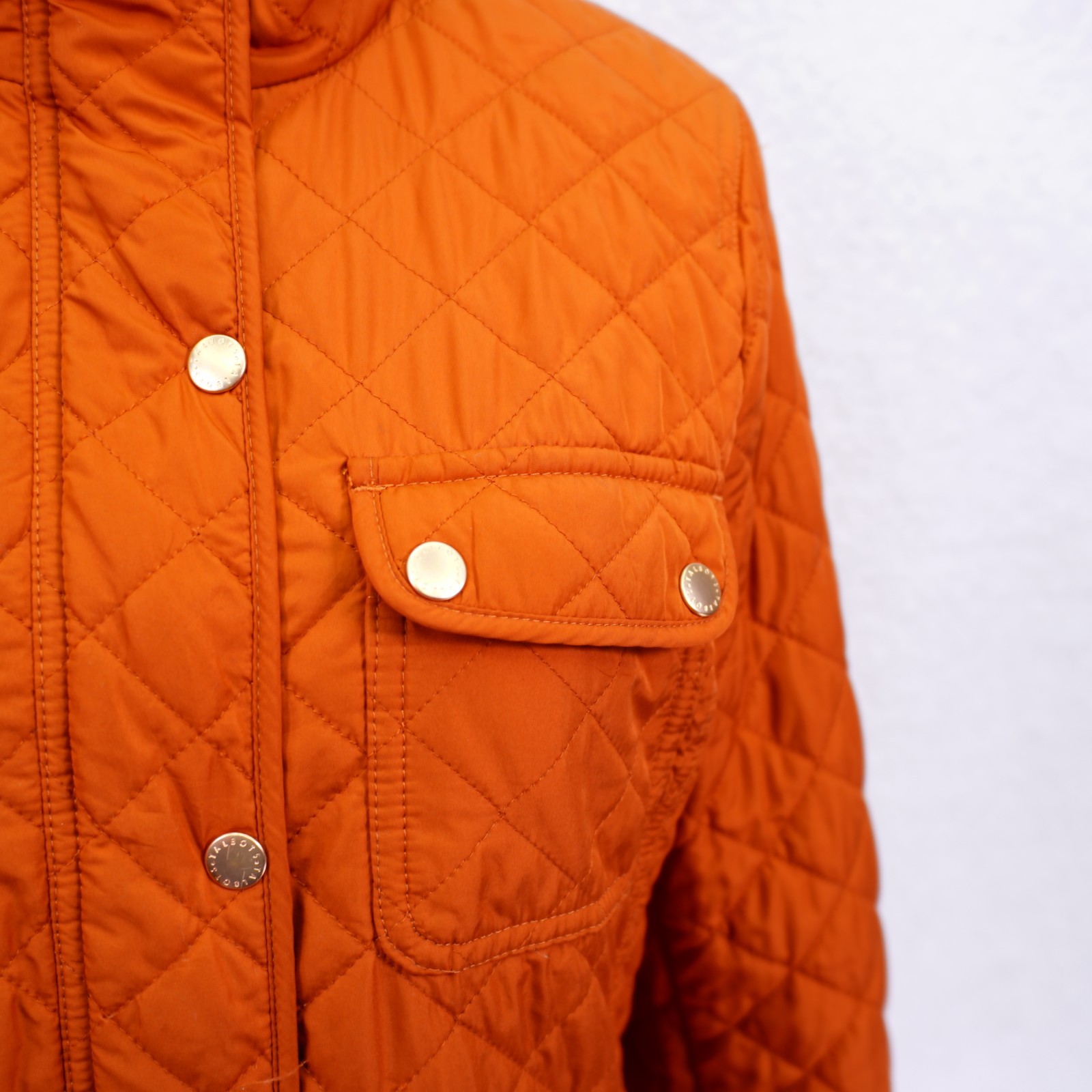 Talbots -Medium- Orange Puffer Zip Button Up Swea… - image 2