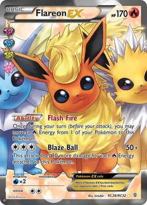 Pokemon Holofoil - Flareon EX (Full Art) - RC28/RC32 / MP / English